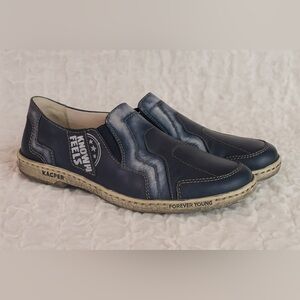 ✨ Kacper Global Comfort Slip-On Shoes Blue Leather Euro 40 / US 8